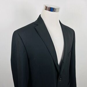 JKT New York 44R All Weather Sport Coat Black Poly Blend Three Button Vented